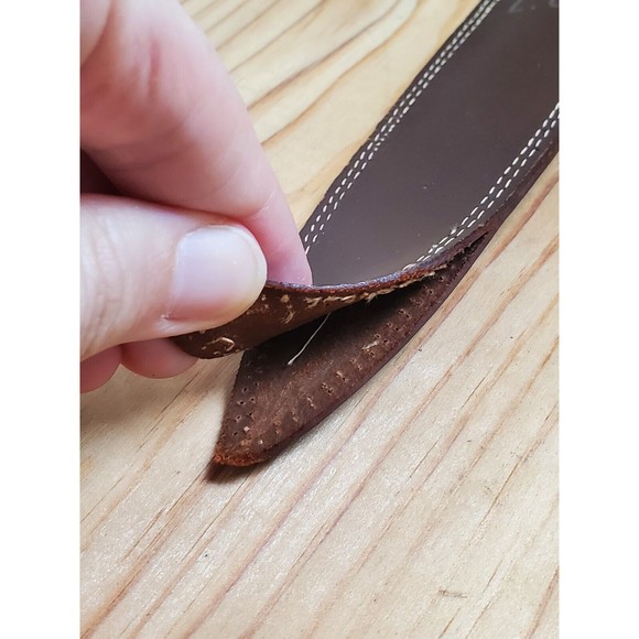 RUMPP Brown Leather Knife SHEATH RARE Vintage FLAWED NEEDS REPAIR 5" - Picture 5 of 8